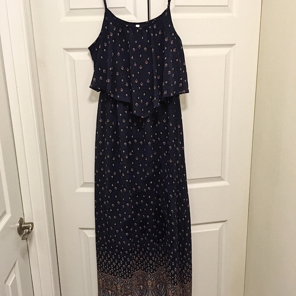 Navy Maxi dress with colorful ornate design